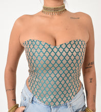 Load image into Gallery viewer, Pi'āra Teal & Rose Gold Corset