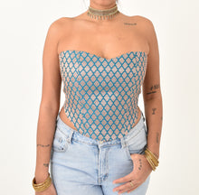 Load image into Gallery viewer, Pi’āra Structured Corset Top Metallic Blue