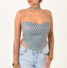Load image into Gallery viewer, Pi’āra Structured Corset Top Metallic Blue