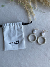 Load image into Gallery viewer, White Glass Beaded Hoop Dangle Earring