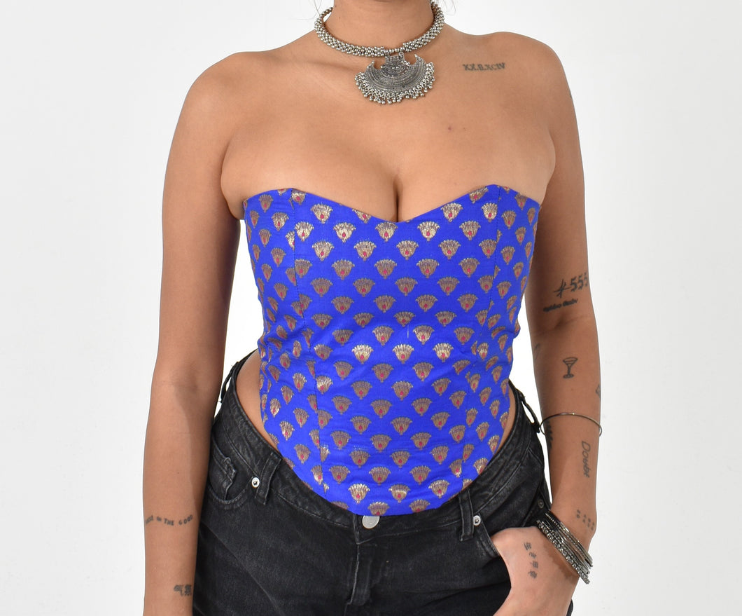 Pi’āra Structured Corset Top Deep Blue