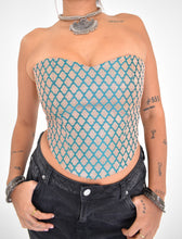 Load image into Gallery viewer, Pi’āra Structured Corset Top Metallic Blue
