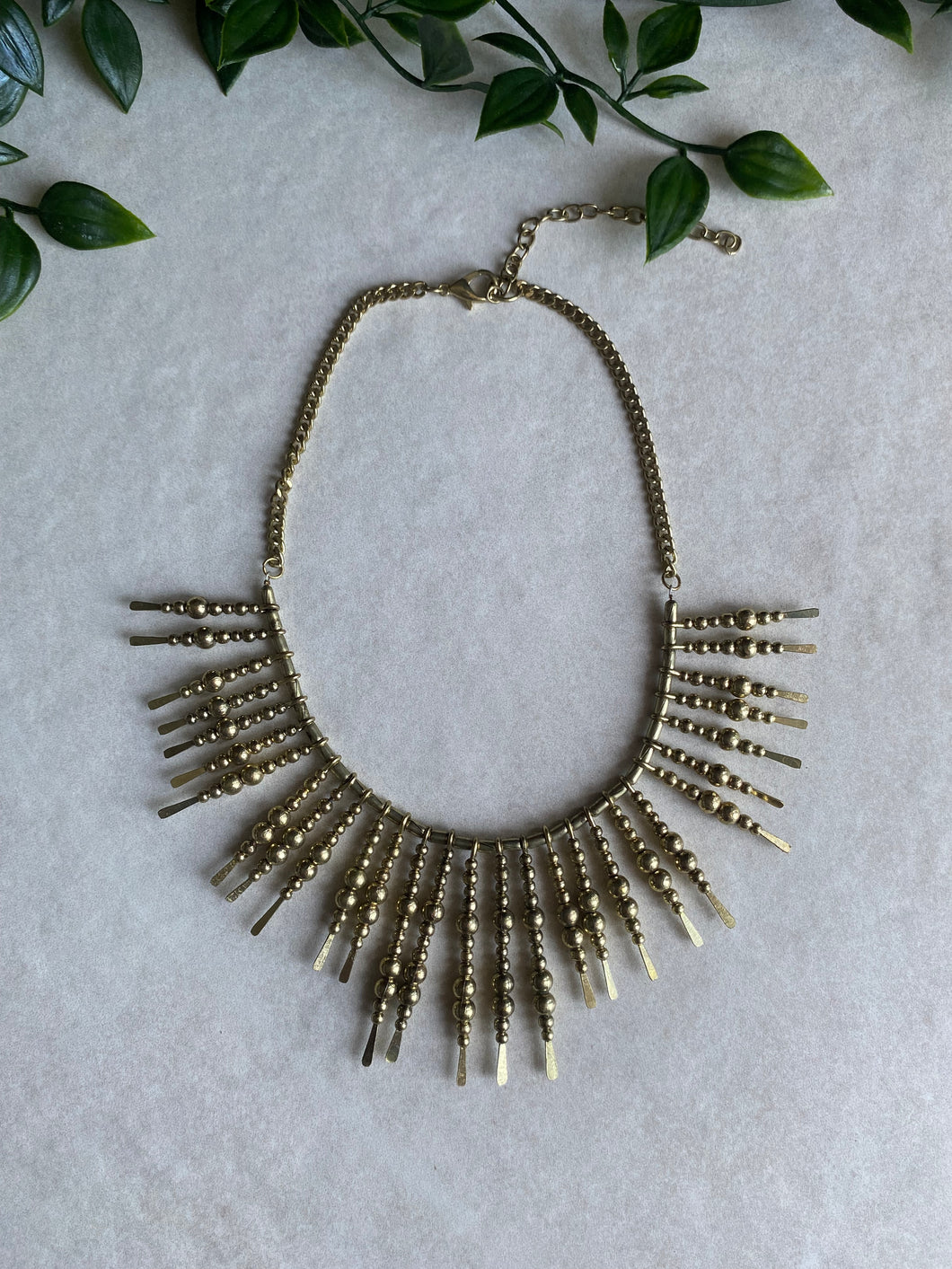 Brass Spike Statement Necklace