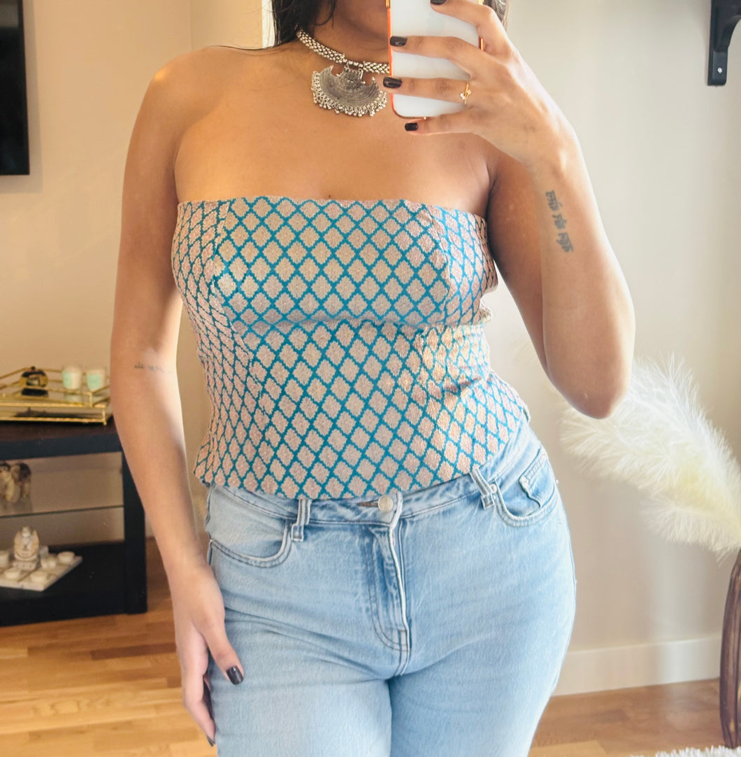 Siyāla Tube Top Metallic Blue